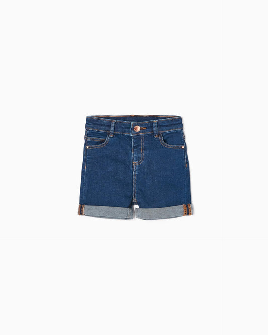 Cotton Denim Shorts for Baby Girls, Blue