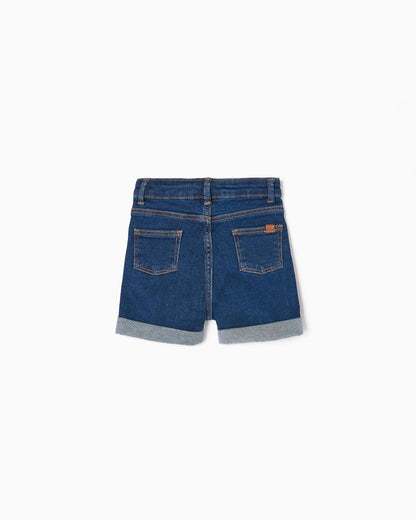 Cotton Denim Shorts for Baby Girls, Blue