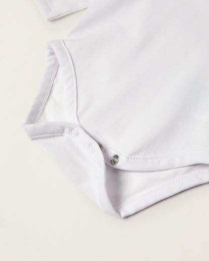 Bodysuit-Blouse with Ruffles in Cotton for Newborn Girls, White