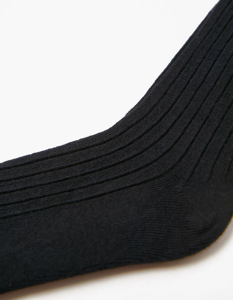 Anti-Pilling Ribbed Tights for Girls, Black