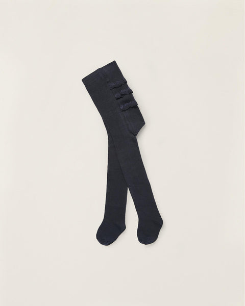 Knitted Tights with Ruffles for Newborns and Babies, Dark Blue