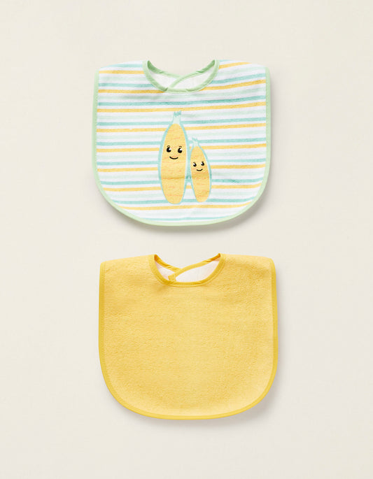 2 Yellow/Green Bibs ZY Baby