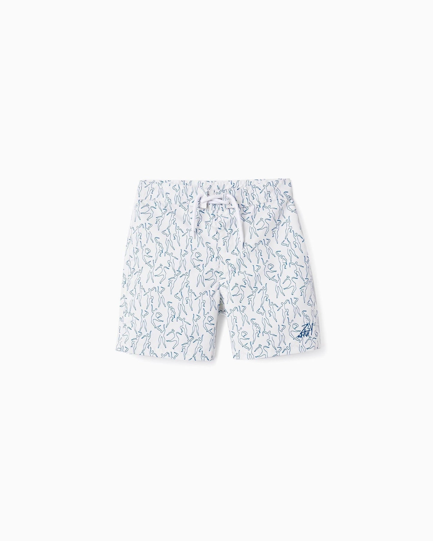 Swim Shorts with Print for Boys 'You & Me', White