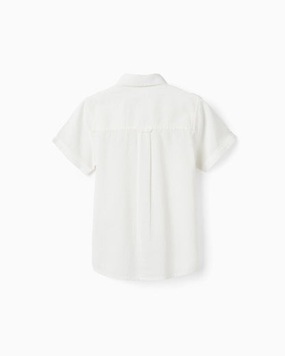 Short Sleeve Cotton Shirt for Boys, White