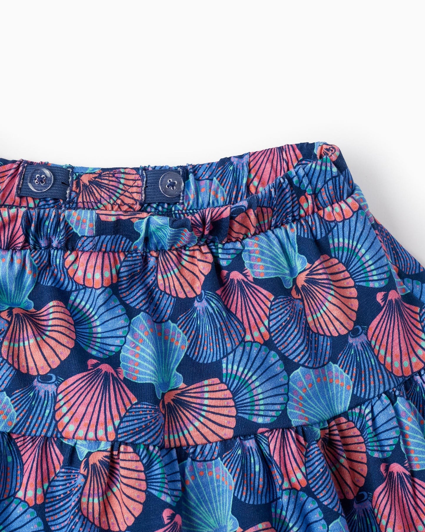 Printed Skirt with Built-in Shorts for Girls, Blue/Coral