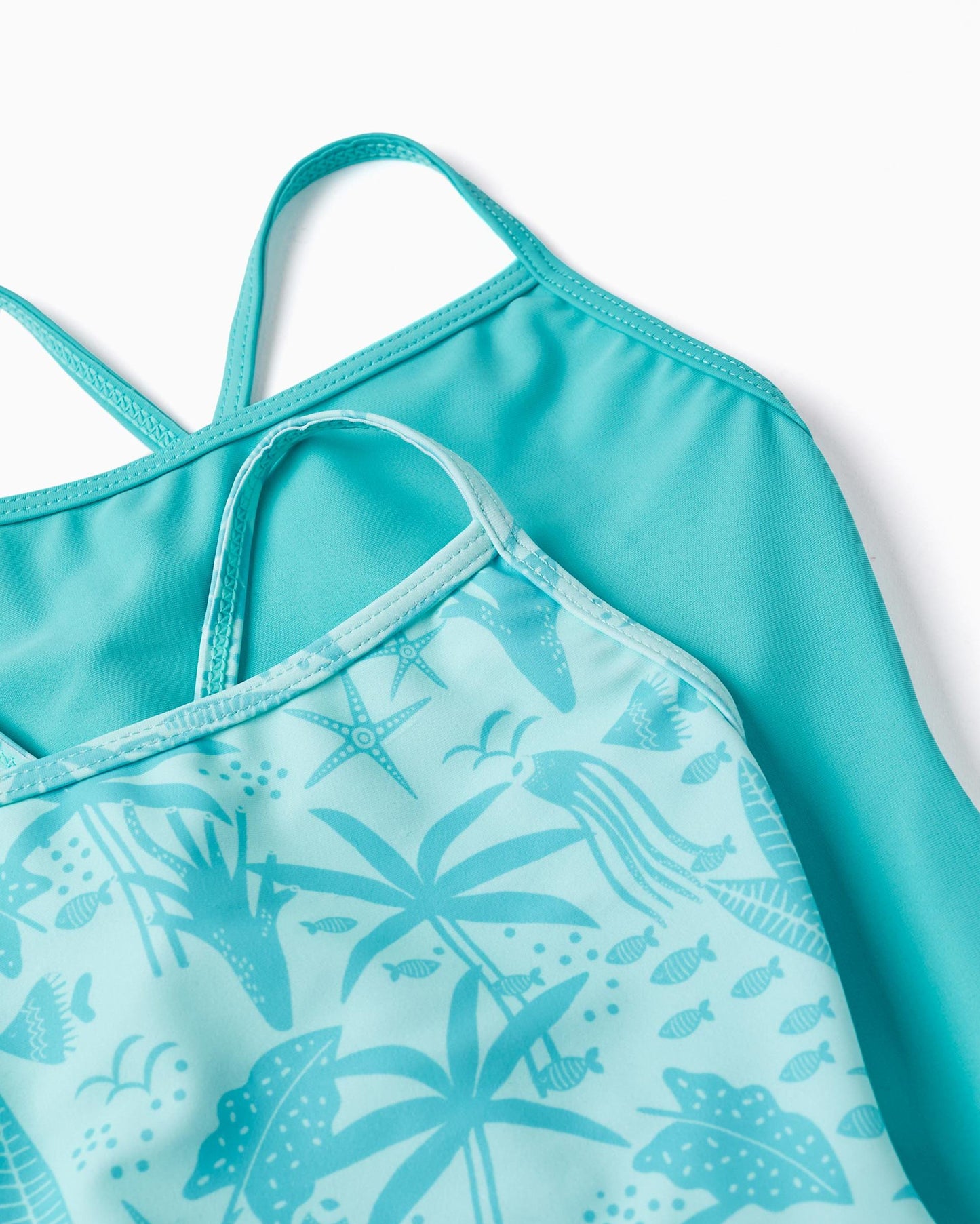 2 Swimsuits for Baby Girls 'Seashells', Aqua Green