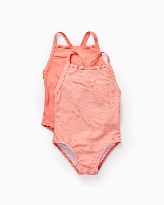 2 Swimsuits for Baby Girls 'Sun', Coral