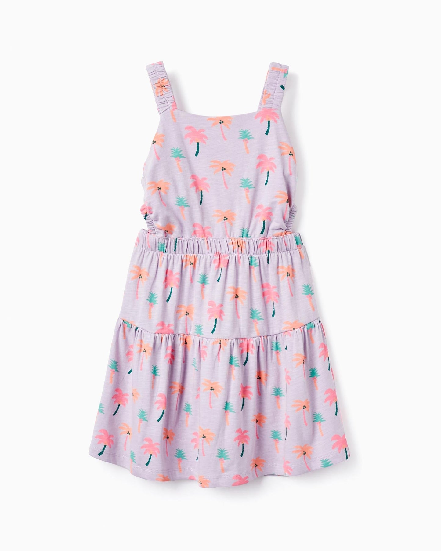 Printed Cotton Dress for Girls 'Tropical', Lilac