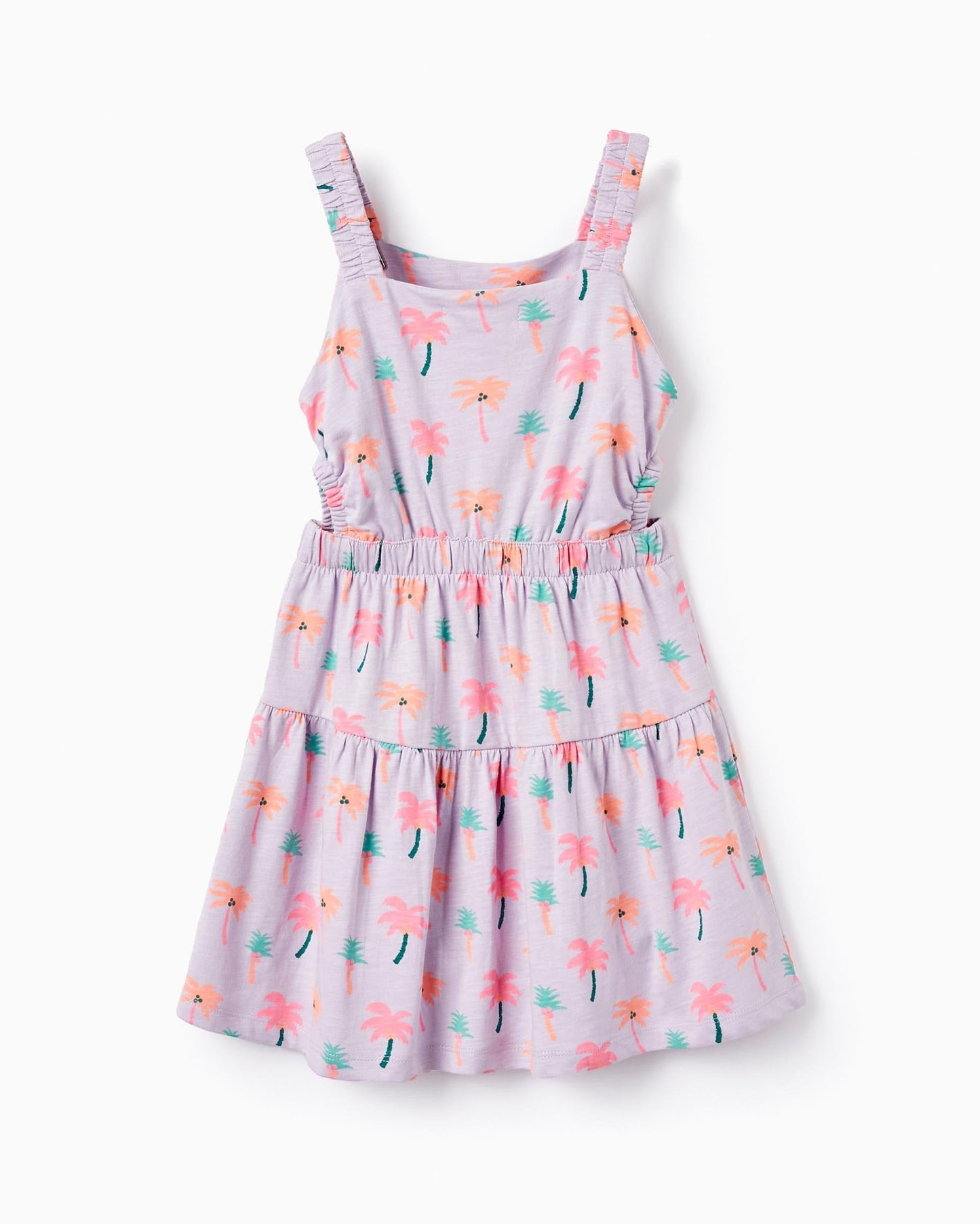 Printed Cotton Dress for Girls 'Tropical', Lilac