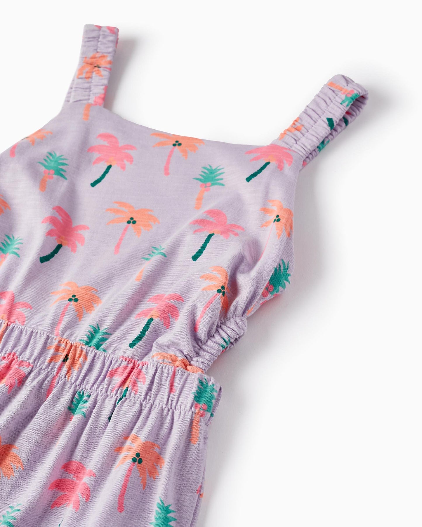 Printed Cotton Dress for Girls 'Tropical', Lilac