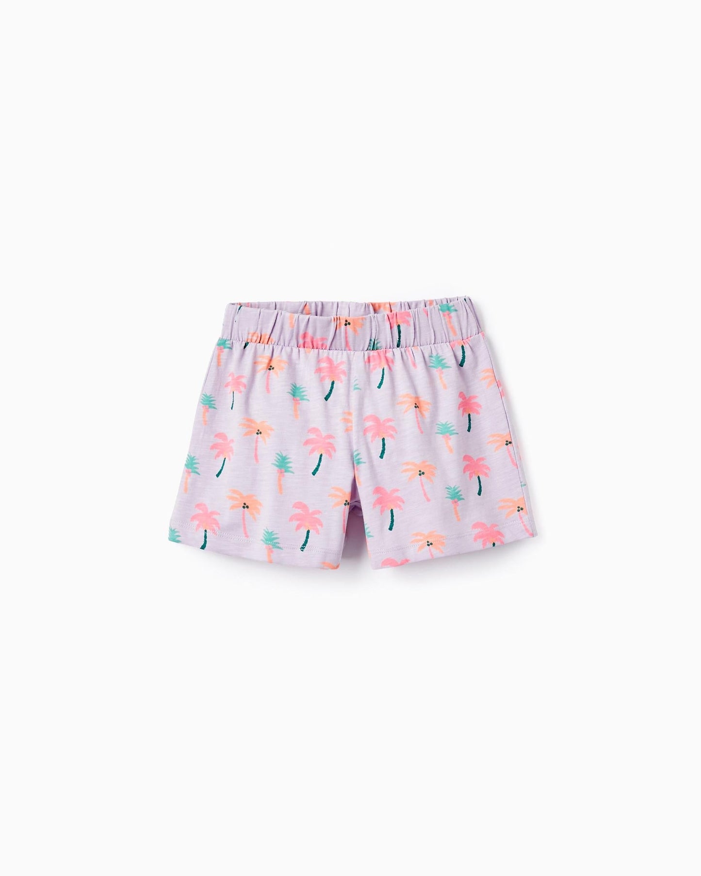 Cotton Jersey Shorts for Girls 'Palm Trees', Lilac