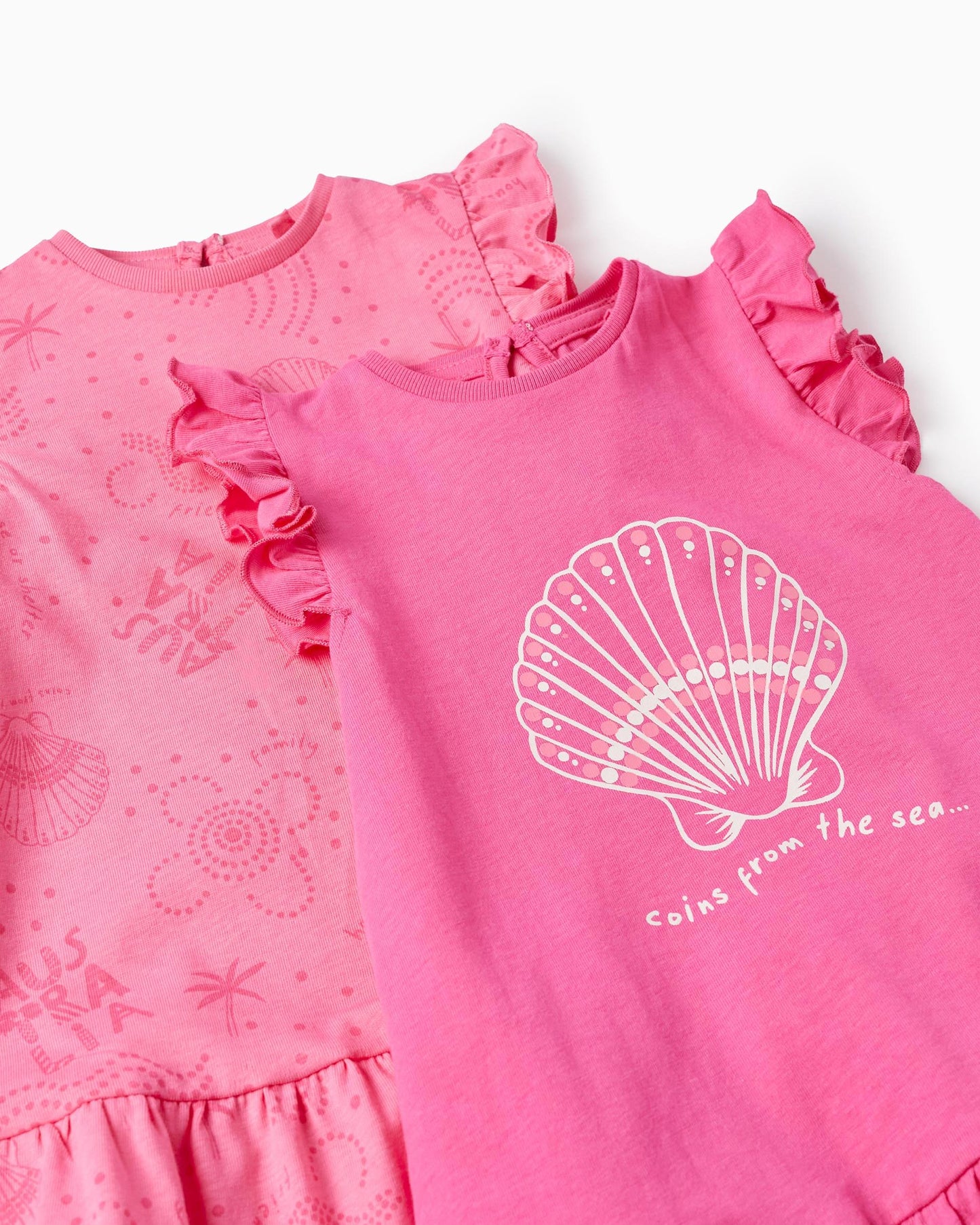 Pack of 2 Cotton Dresses for Baby Girls 'Coins From The Sea', Pink