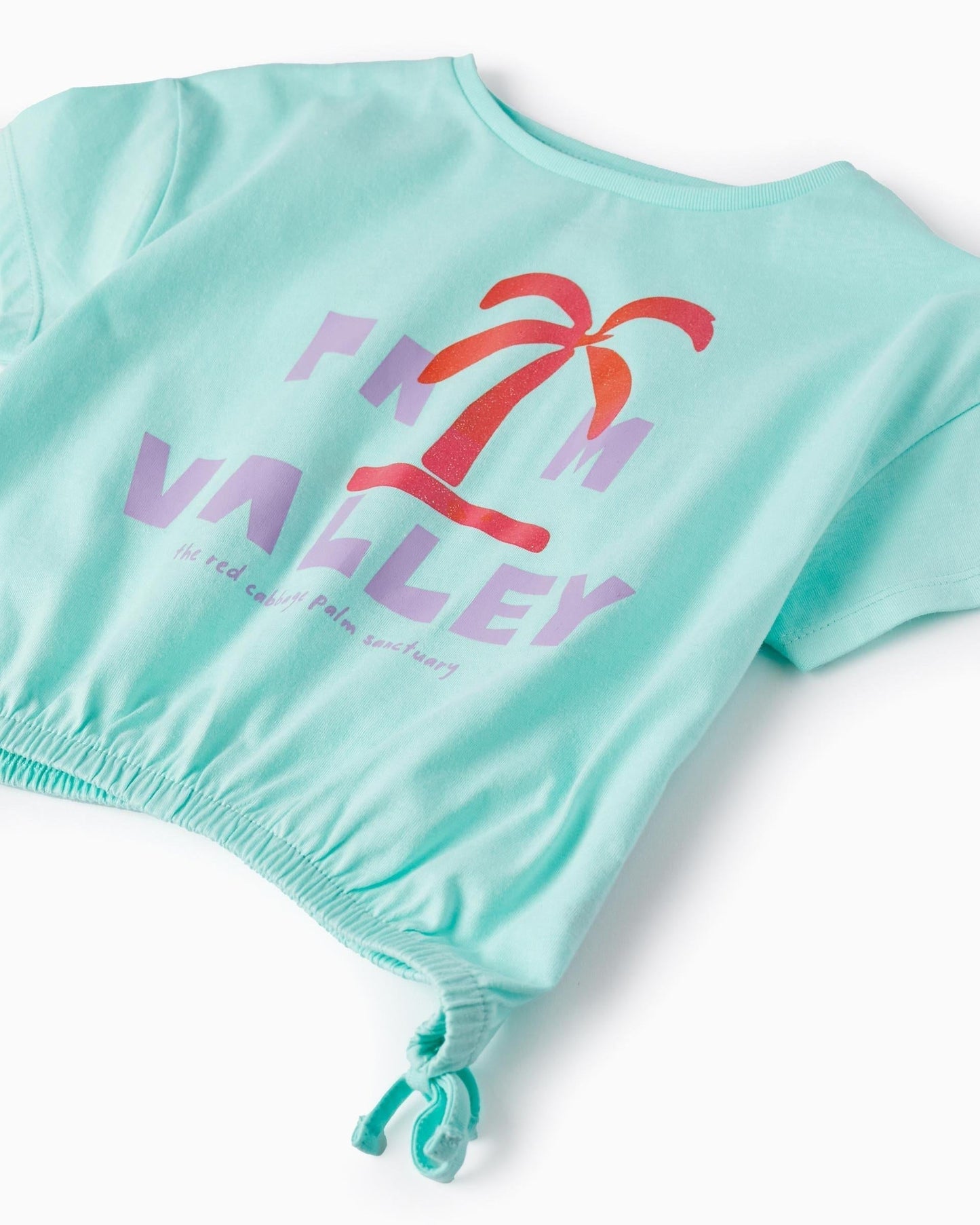 Short Cotton T-shirt for Girls 'Palm Valley', Aqua Green