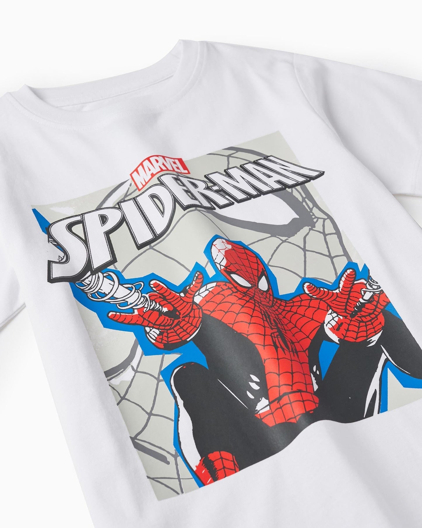 T-Shirt + Sports Shorts for Boys 'Spider-Man', White/Grey