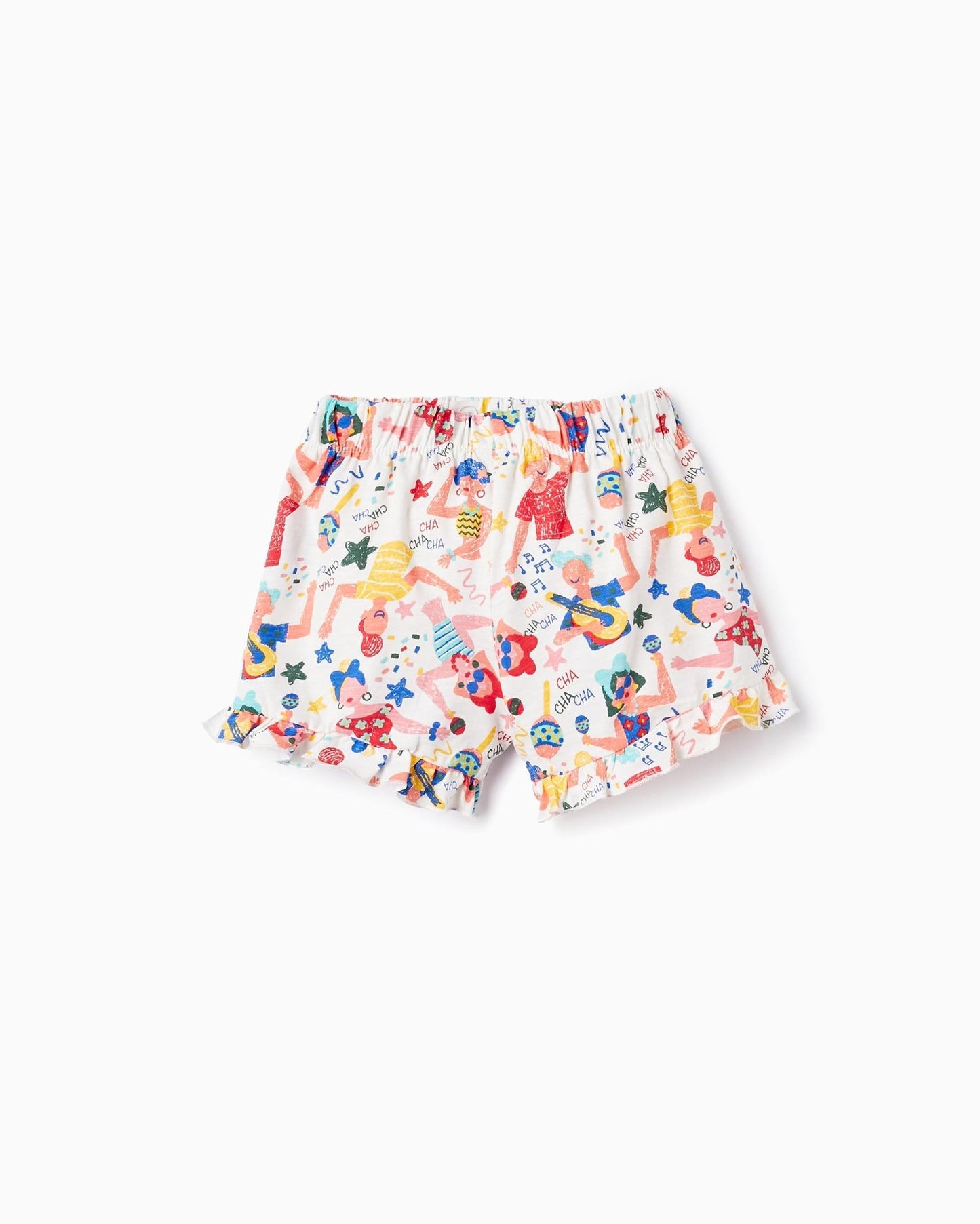 Cotton Shorts with Print for Girls 'Cuba', White