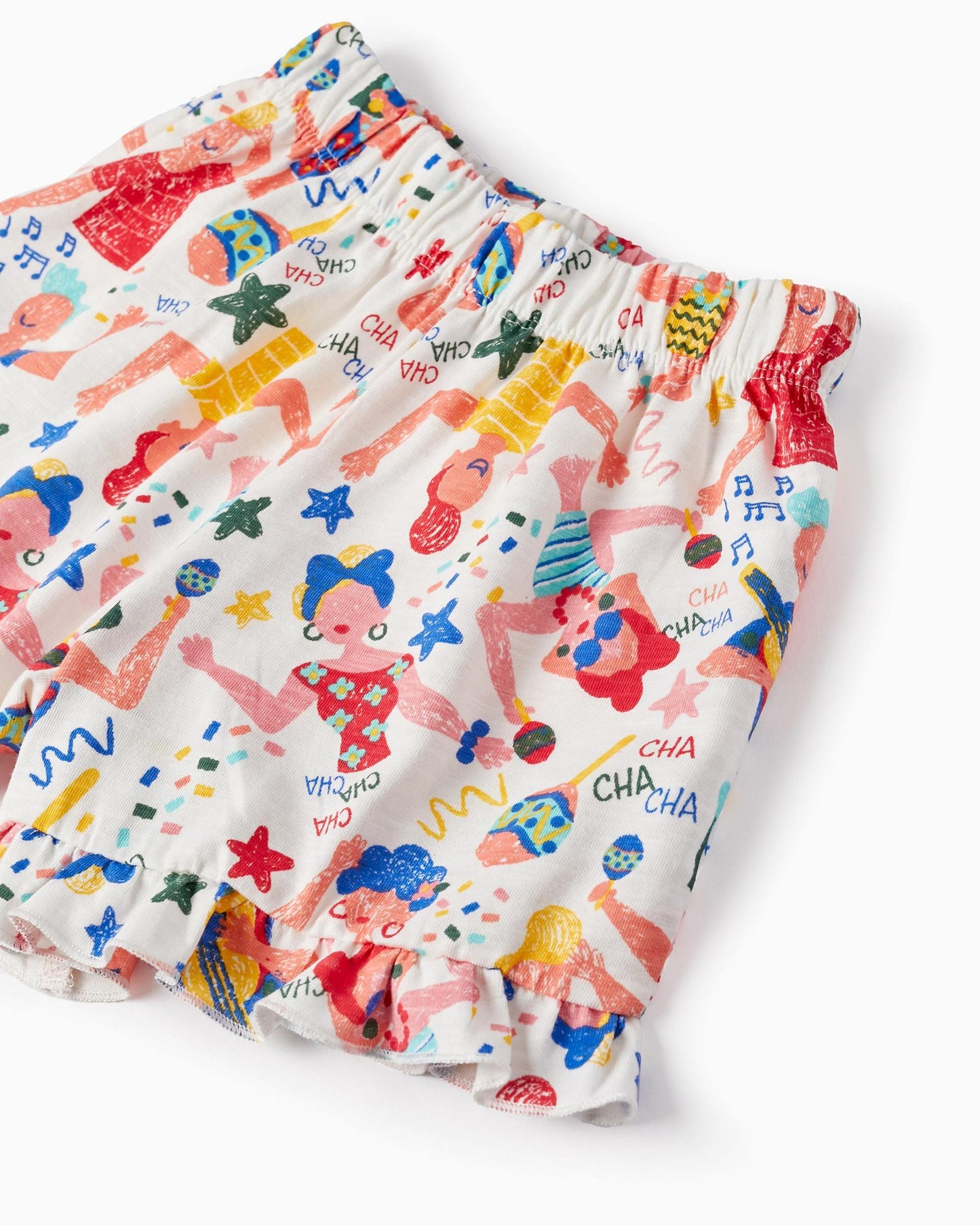 Cotton Shorts with Print for Girls 'Cuba', White