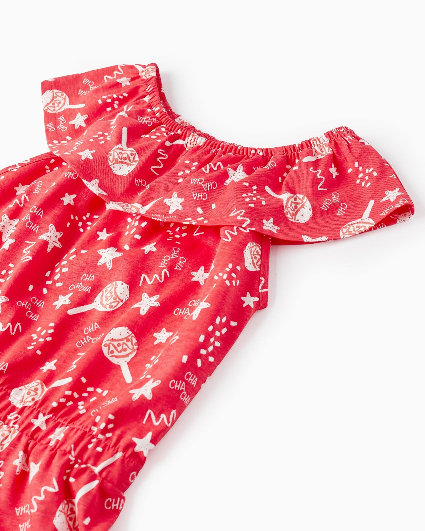 Short Cotton Jumpsuit for Girls 'Cha Cha Cha', Red