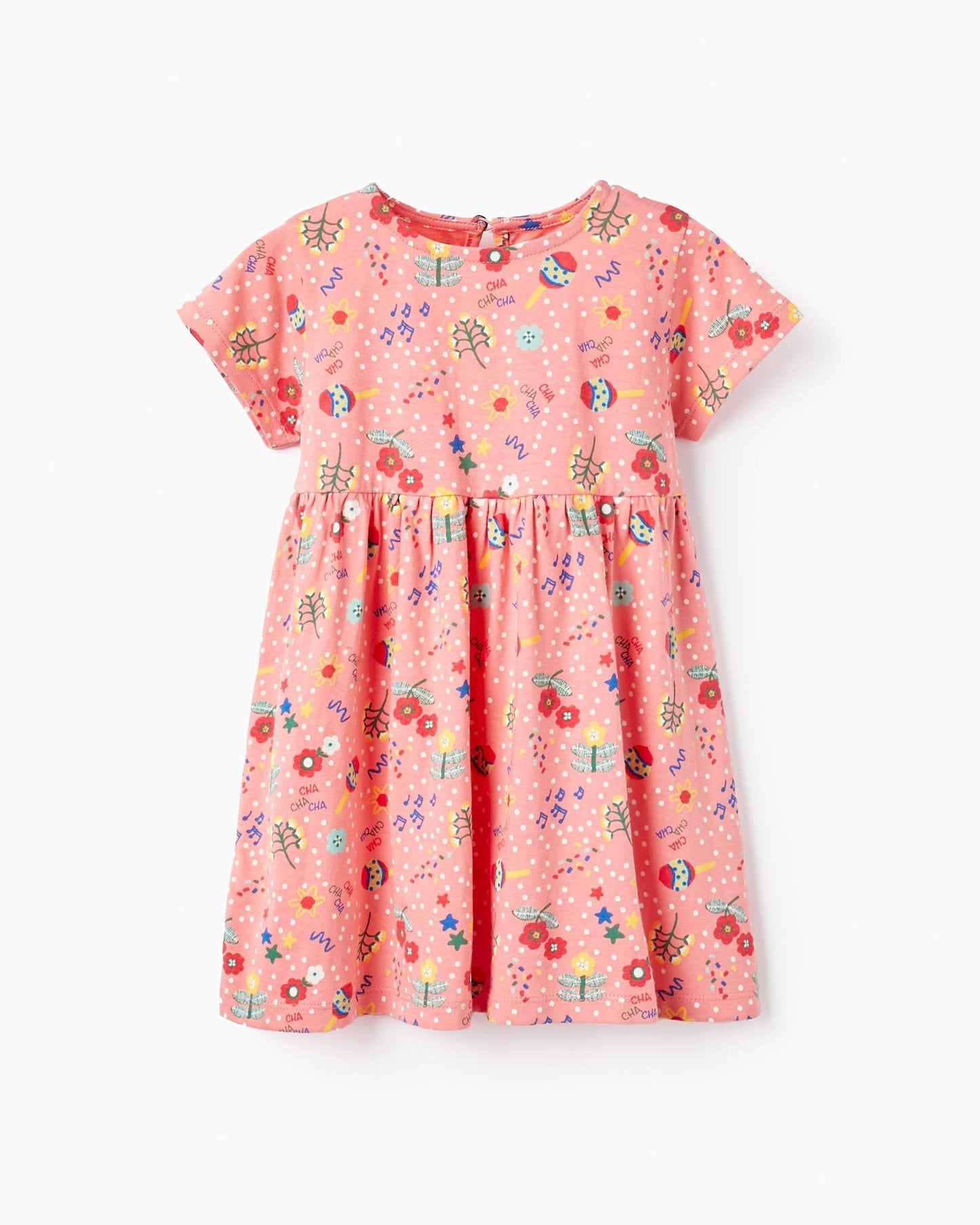 Cotton Dress with Floral Print for Baby Girls, Pink