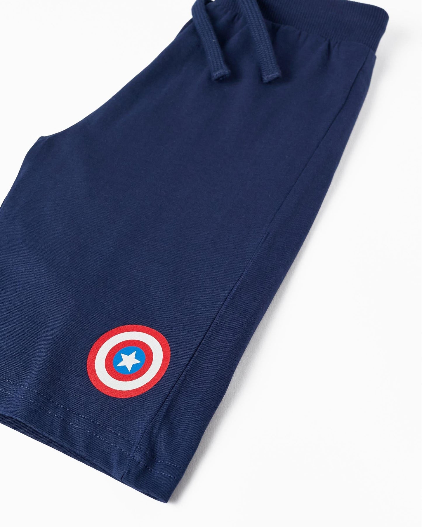 T-Shirt + Shorts for Boys 'Captain America', White/Blue