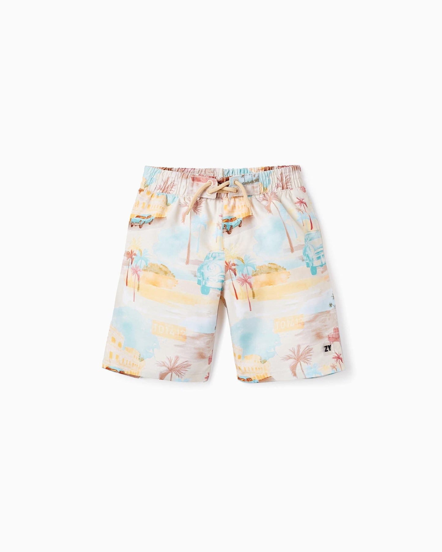 UPF 80 Swim Shorts with Pattern for Boys 'Cuba', Yellow