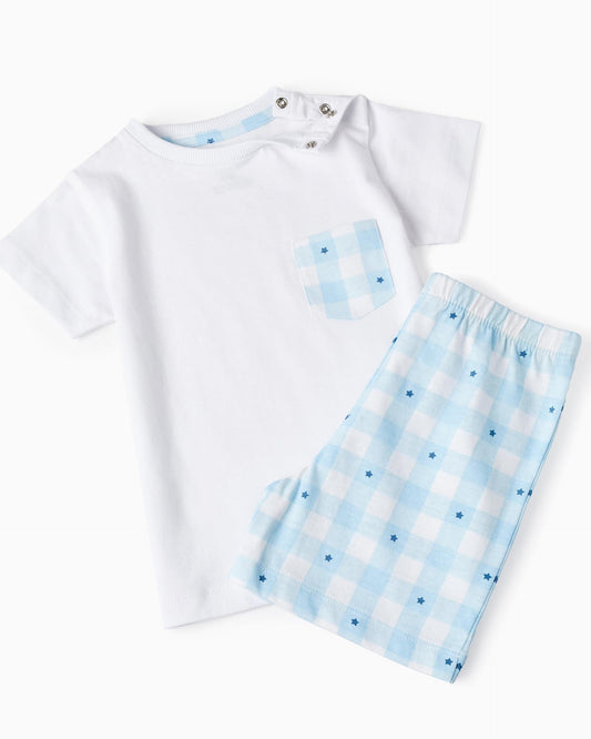 Pyjama in Cotton for Baby Boys 'Stars', White/Blue