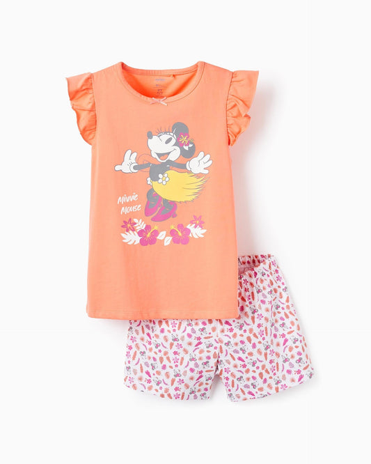 Cotton Pyjama for Girls 'Minnie', Orange/White