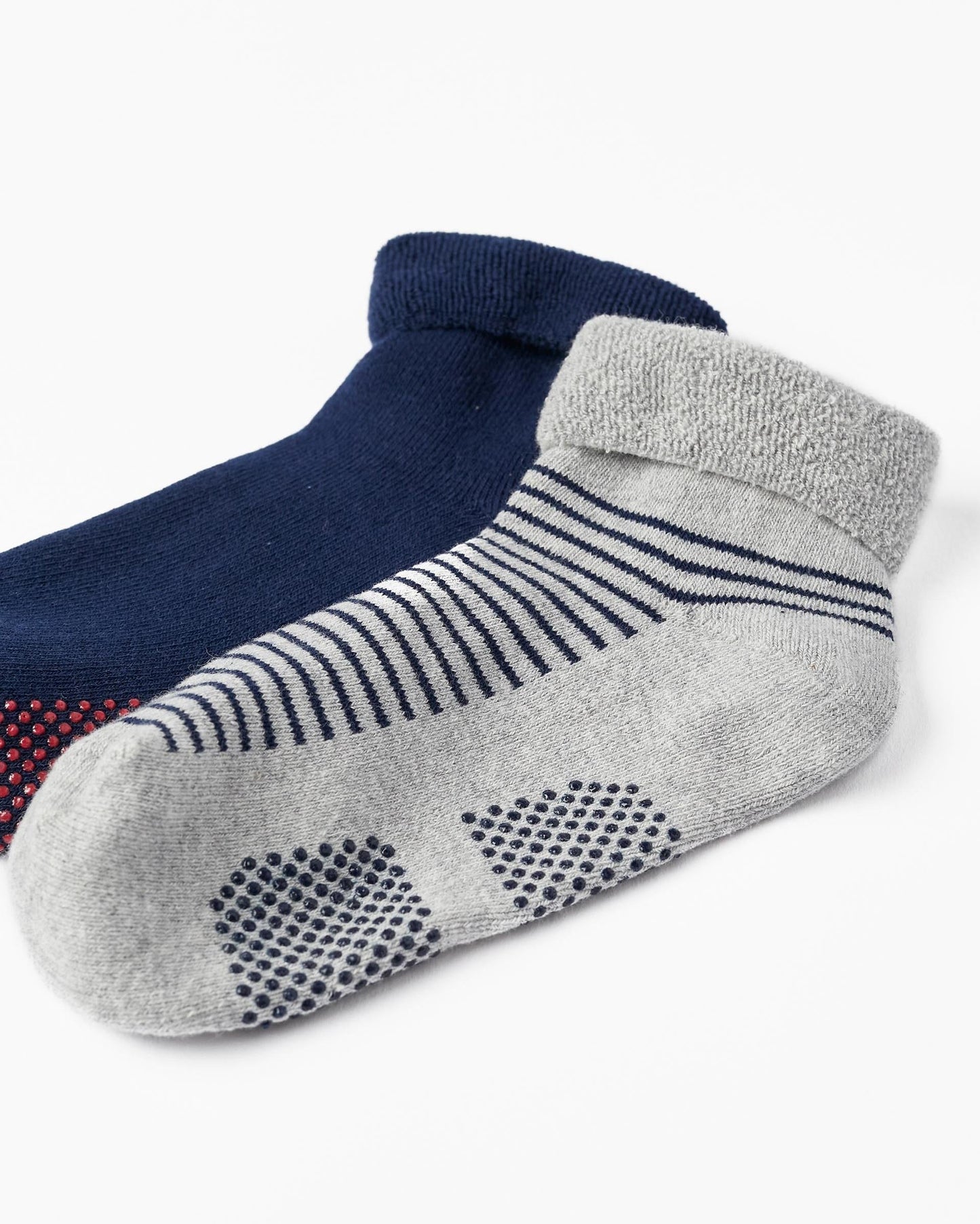 Non-slip Socks with Folds for Children, Blue/Grey