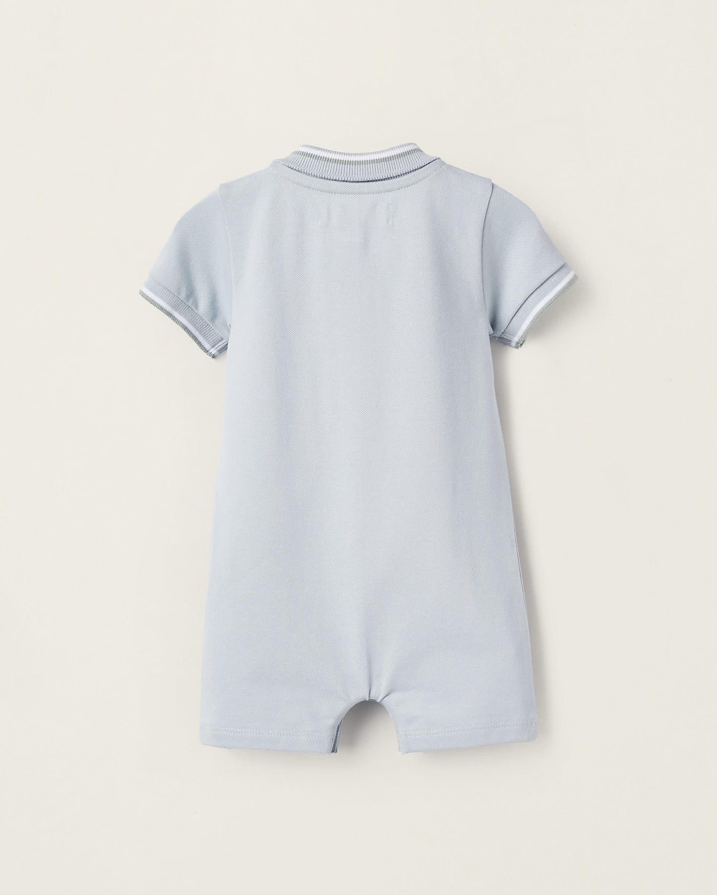 Short Piqué Jumpsuit for Newborns, Light Blue