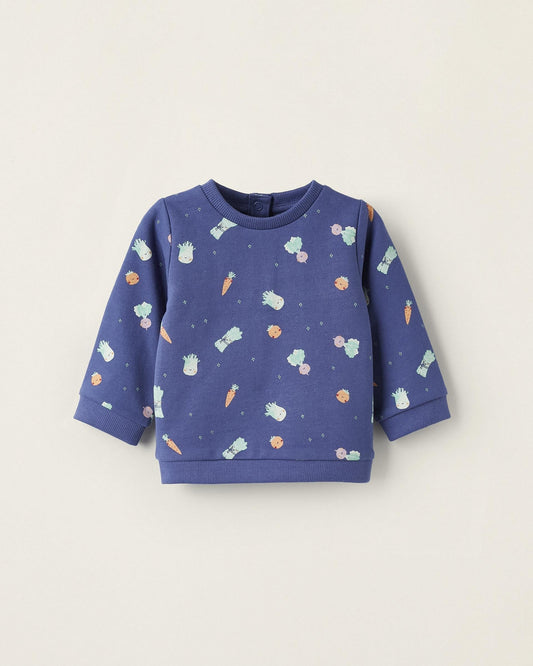 Sweatshirt with Vegetable Pattern for Newborn Boys, Blue