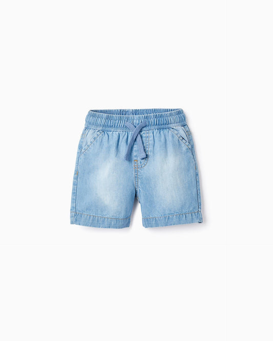 Shorts in Cotton Denim for Baby Boys, Blue