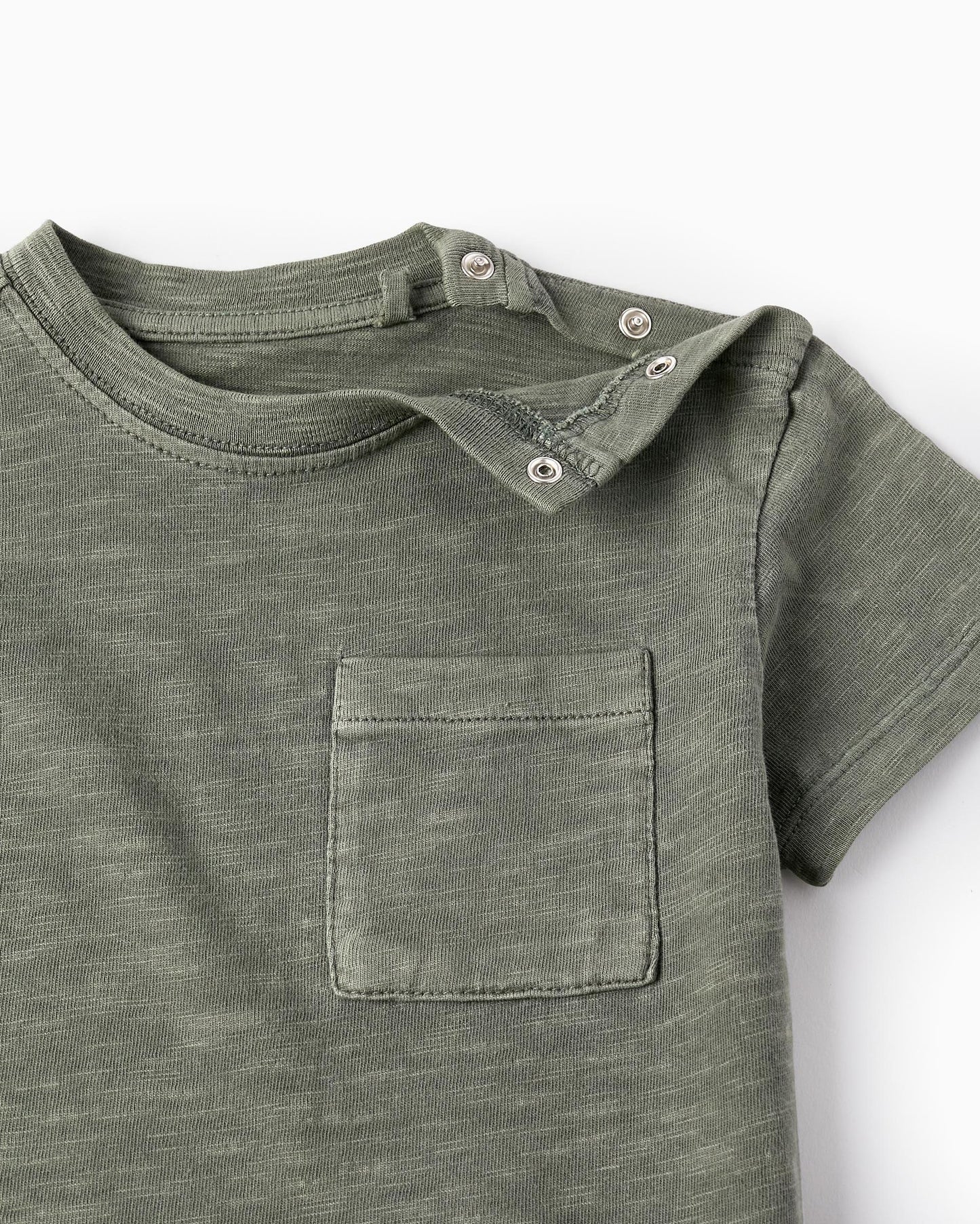 Cotton T-shirt With Pocket for Baby Boys, Green