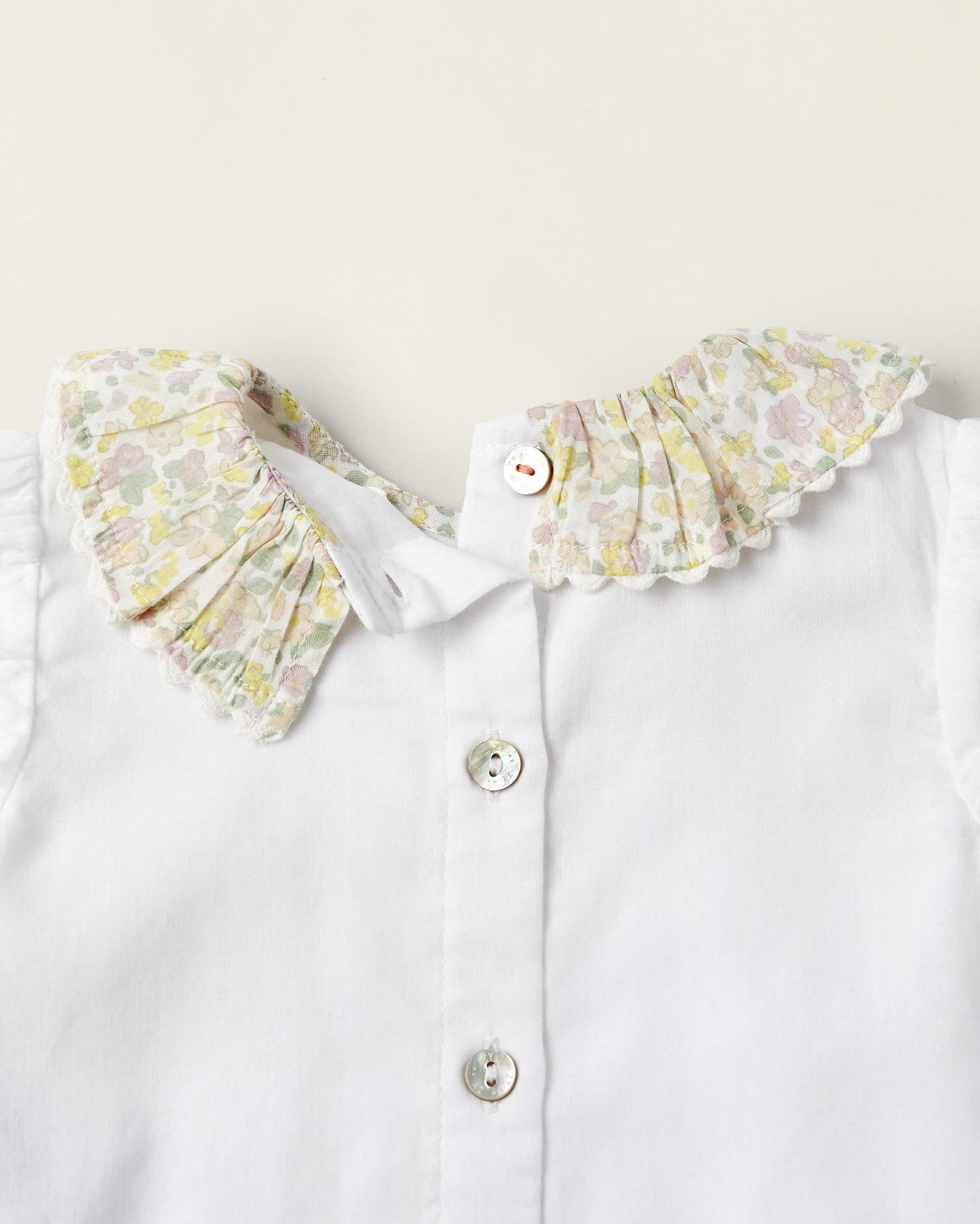 T-Shirt + Diaper Cover for Newborn Girls 'Floral', White