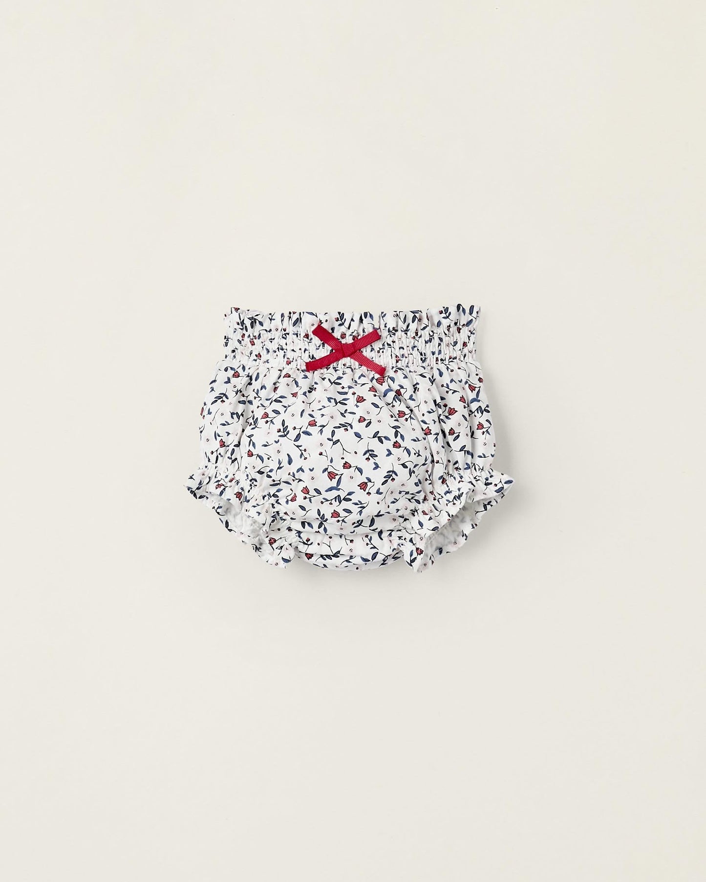 Cotton Newborn Bloomers 'Flowers', White