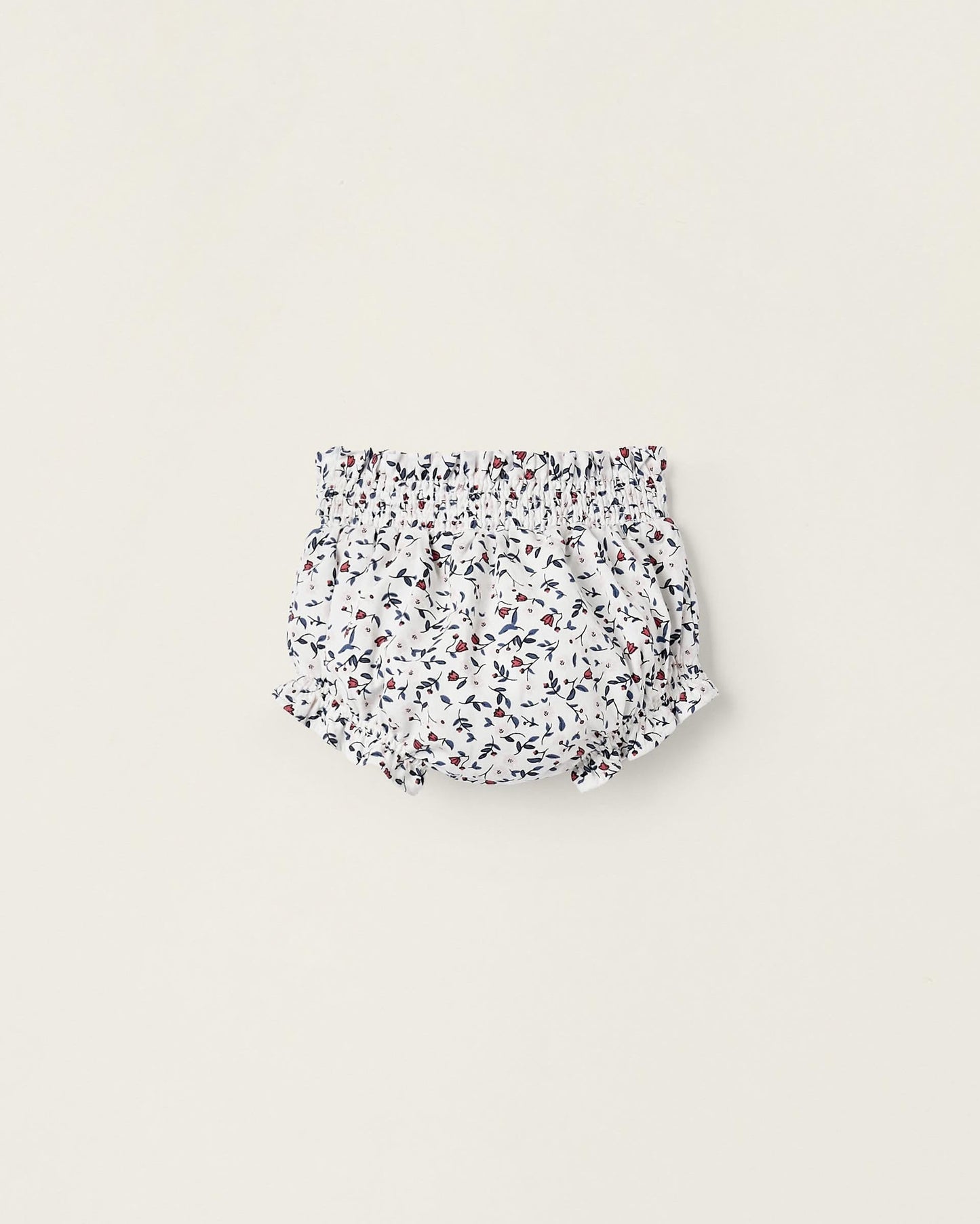 Cotton Newborn Bloomers 'Flowers', White