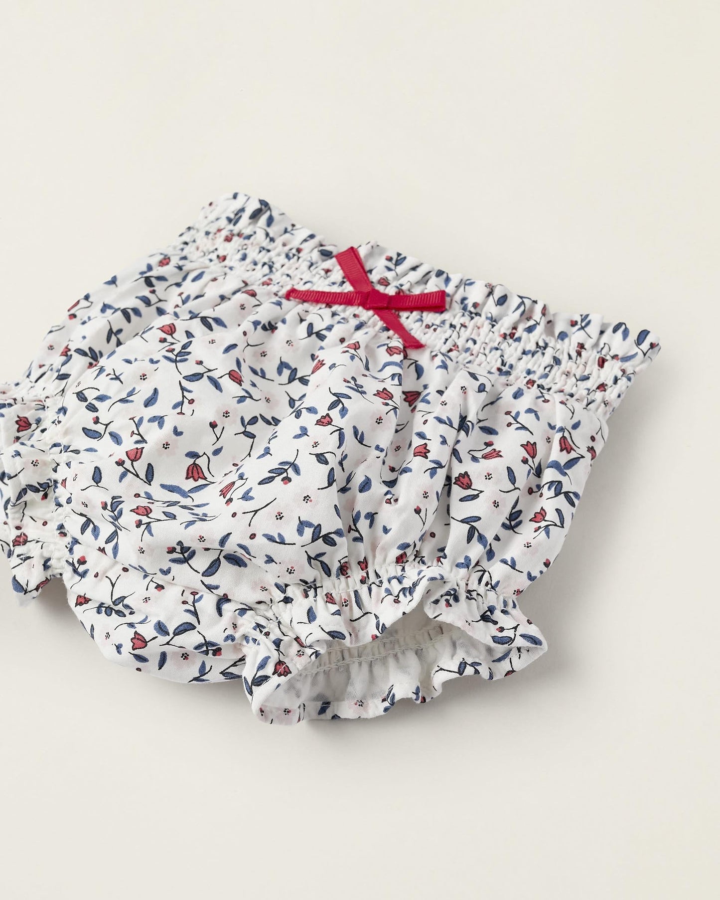 Cotton Newborn Bloomers 'Flowers', White