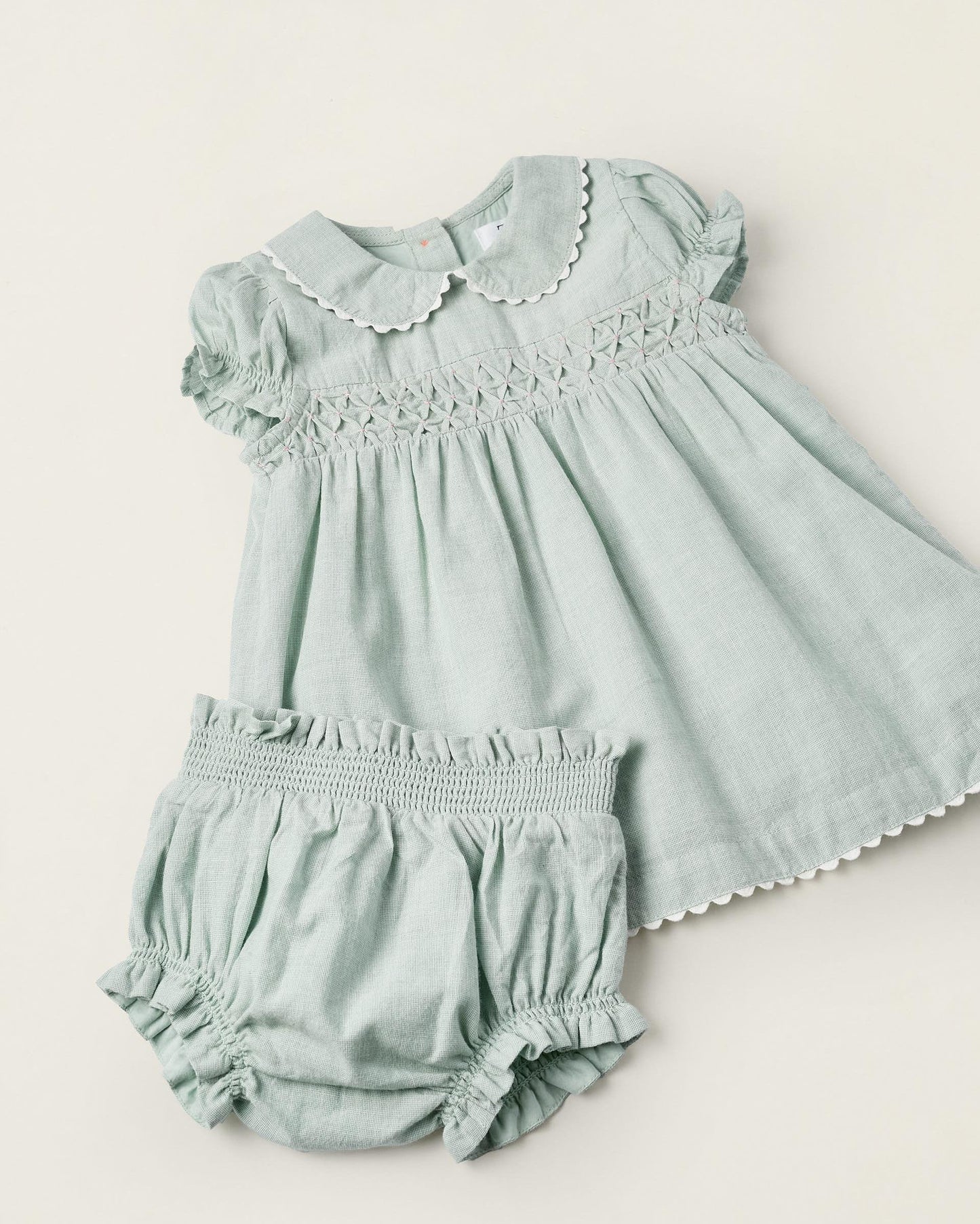 Dress + Cotton Bloomers for Newborn Girls, Green