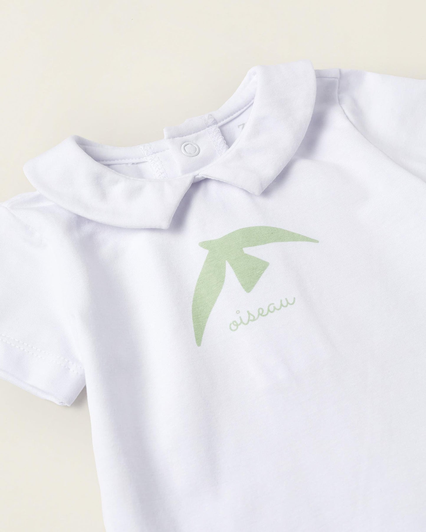 T-shirt + Shorts with Straps for Newborn Baby Boys 'Fly', White/Green