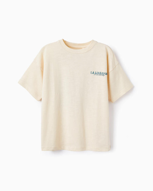 Cotton T-shirt for Boys 'La Habana', Beige