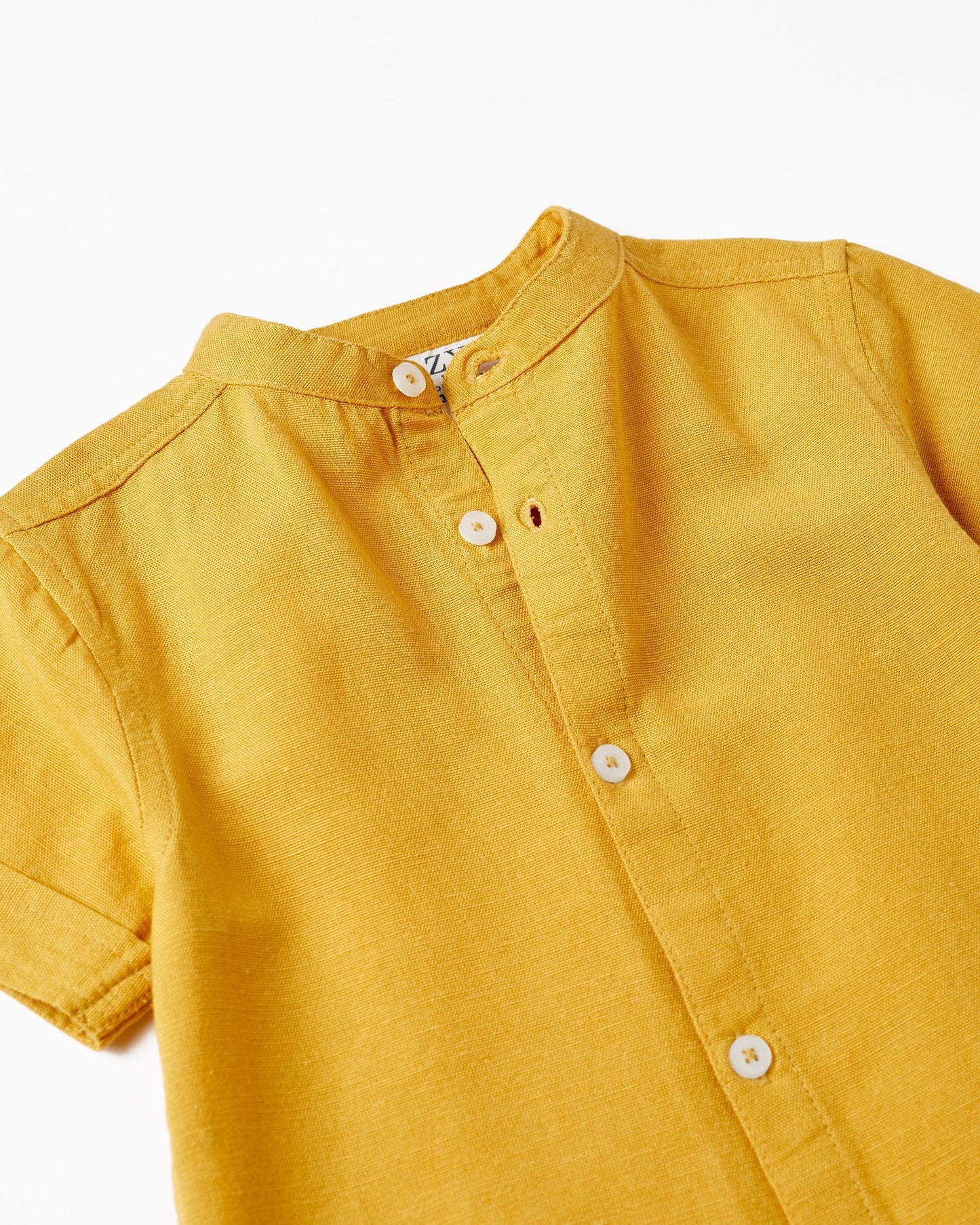 Short Sleeve Shirt with Linen for Baby Boys, Yellow