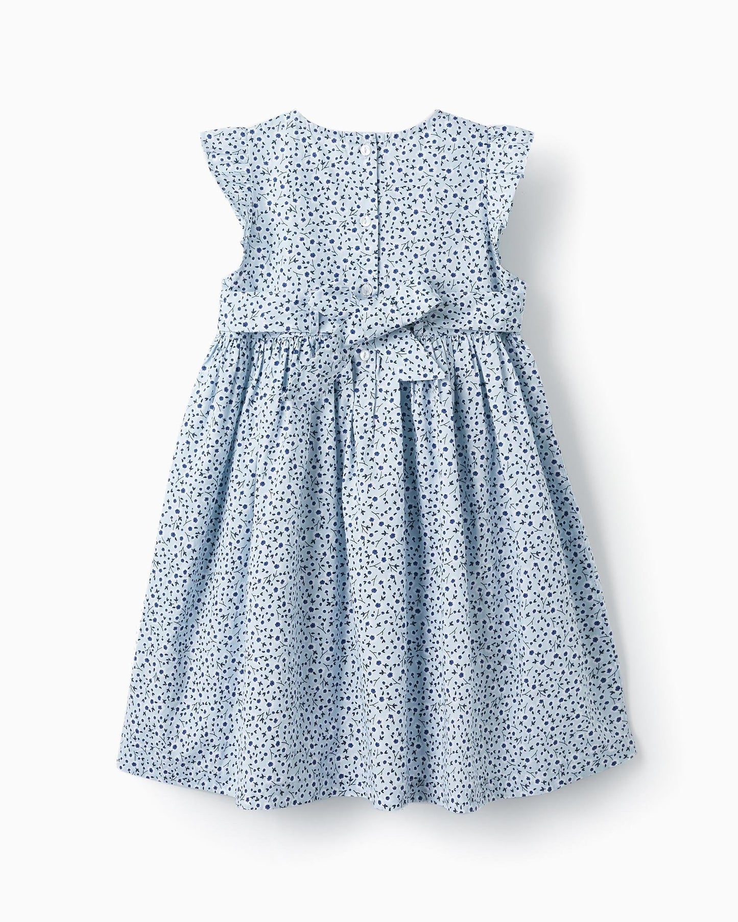 Floral Dress with Ruffles for Girls, Light Blue