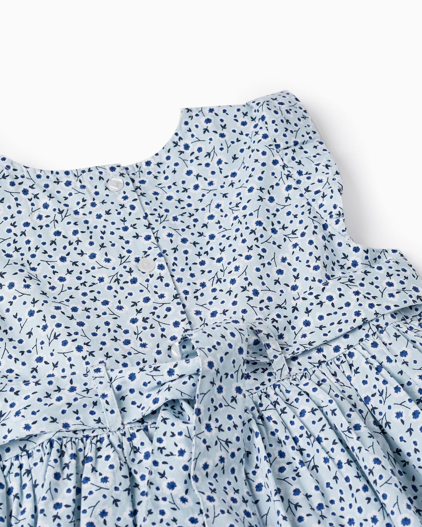 Floral Dress with Ruffles for Girls, Light Blue