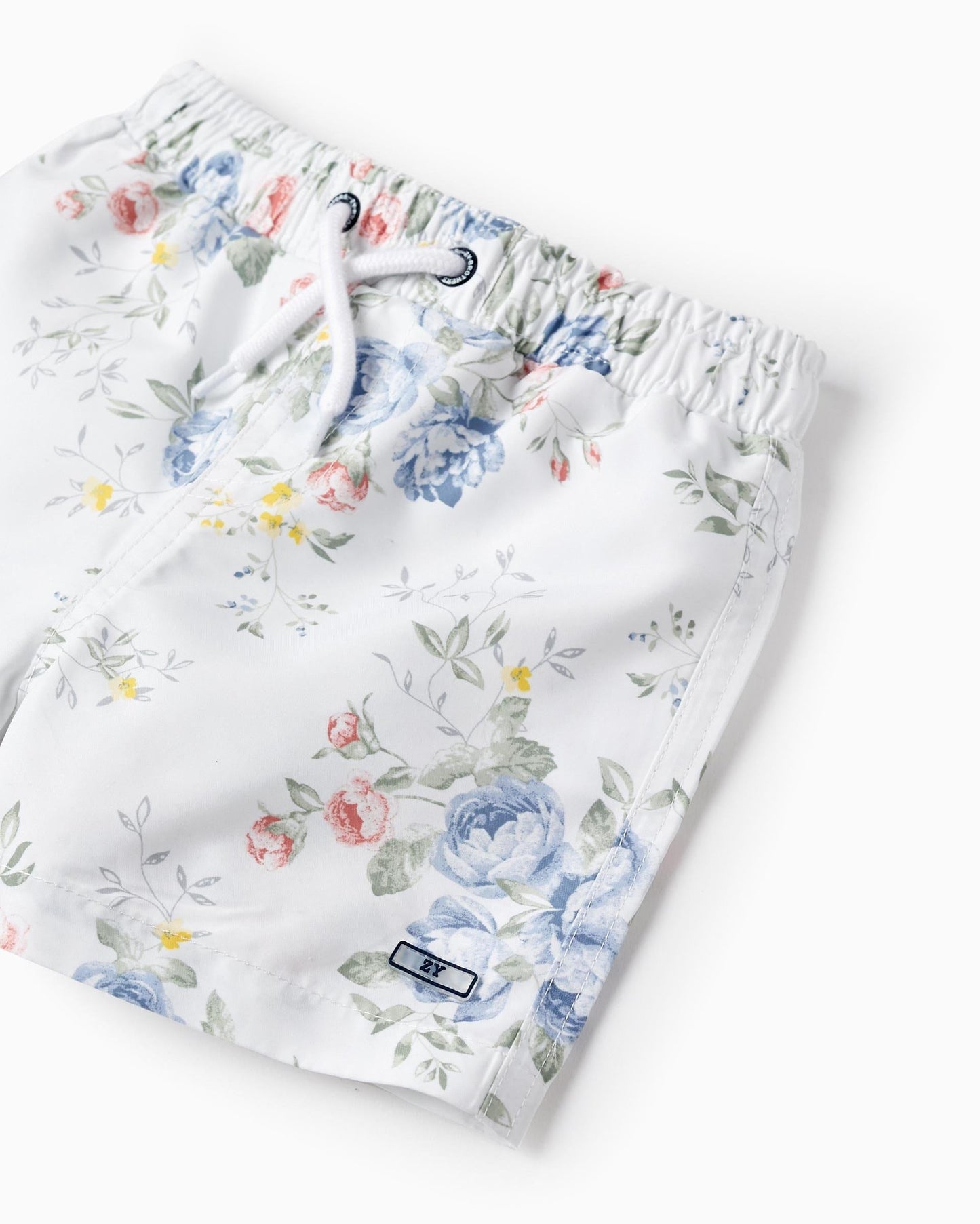 Floral Swim Shorts UPF 80 for Baby Boys 'You&Me', White