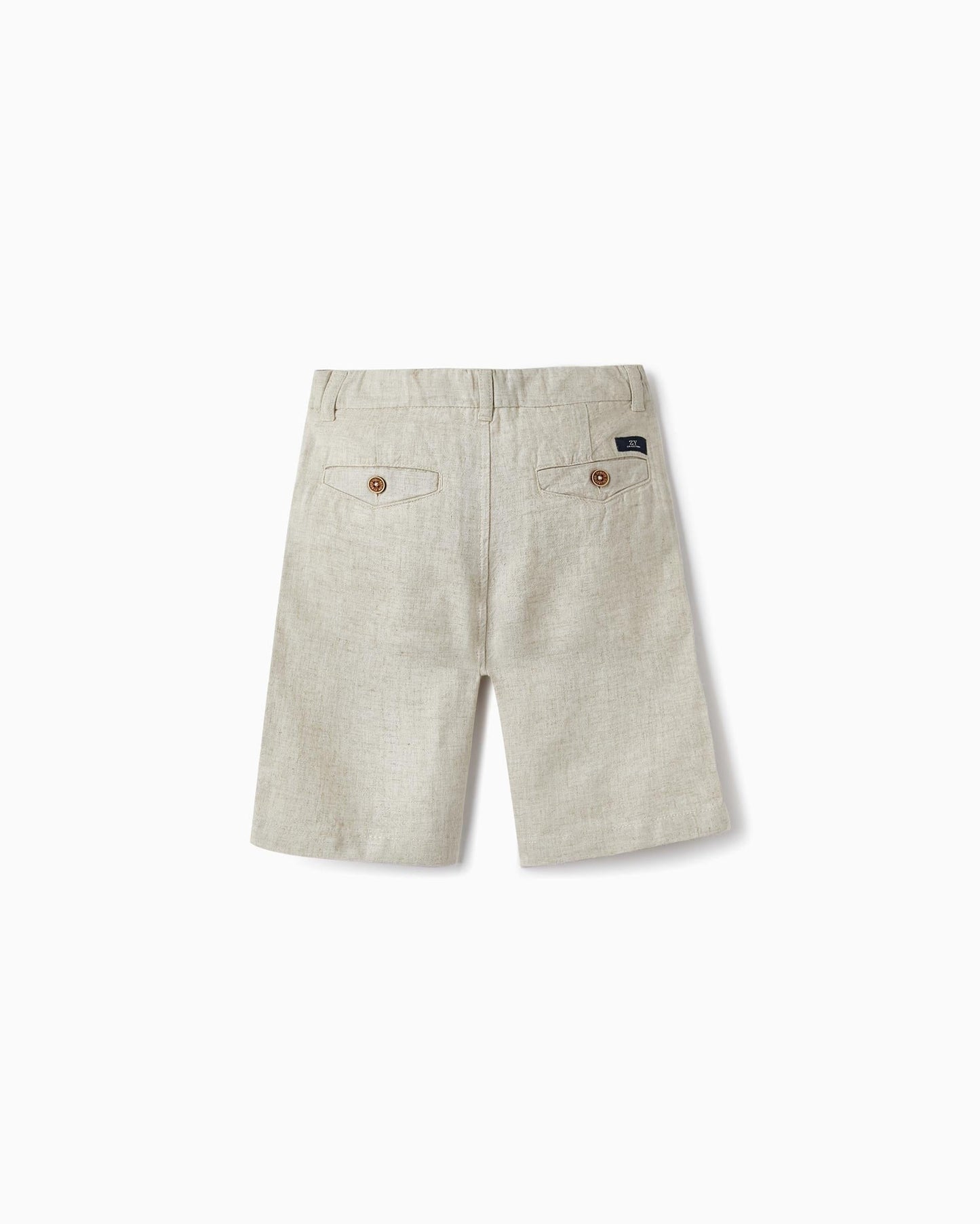 Chino Shorts with Linen for Boys, Beige