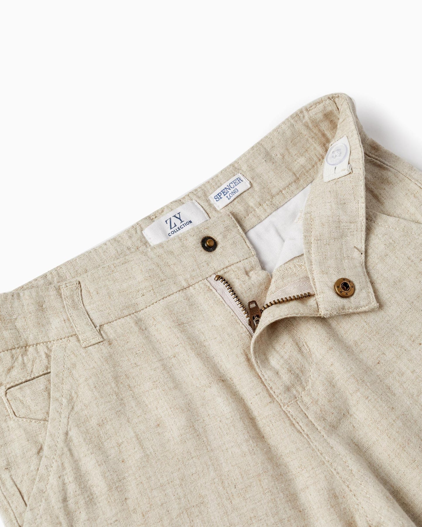 Chino Shorts with Linen for Boys, Beige