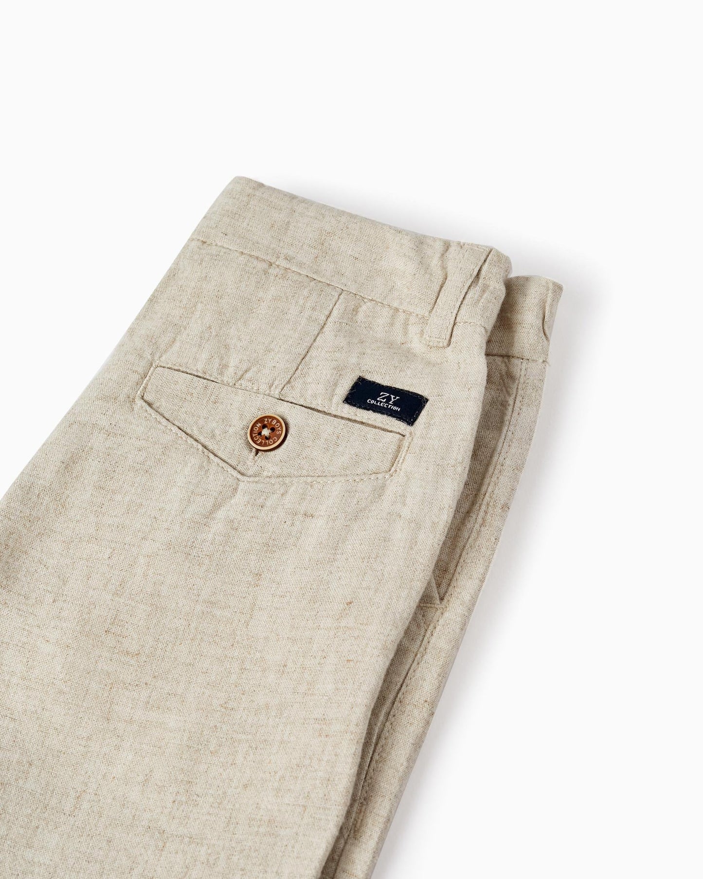 Chino Shorts with Linen for Boys, Beige