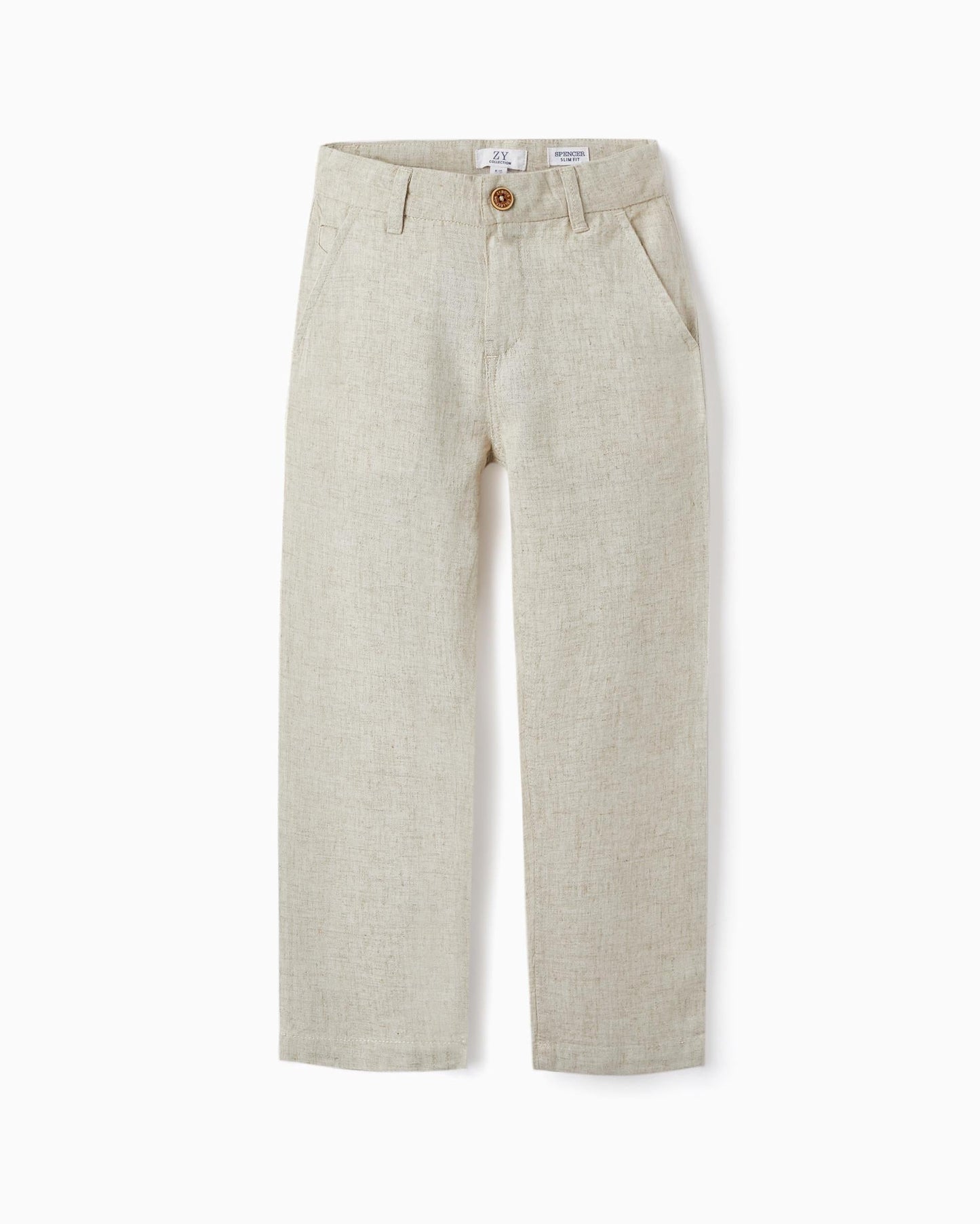 Chino Trousers with Linen for Boys 'Slim Fit', Beige