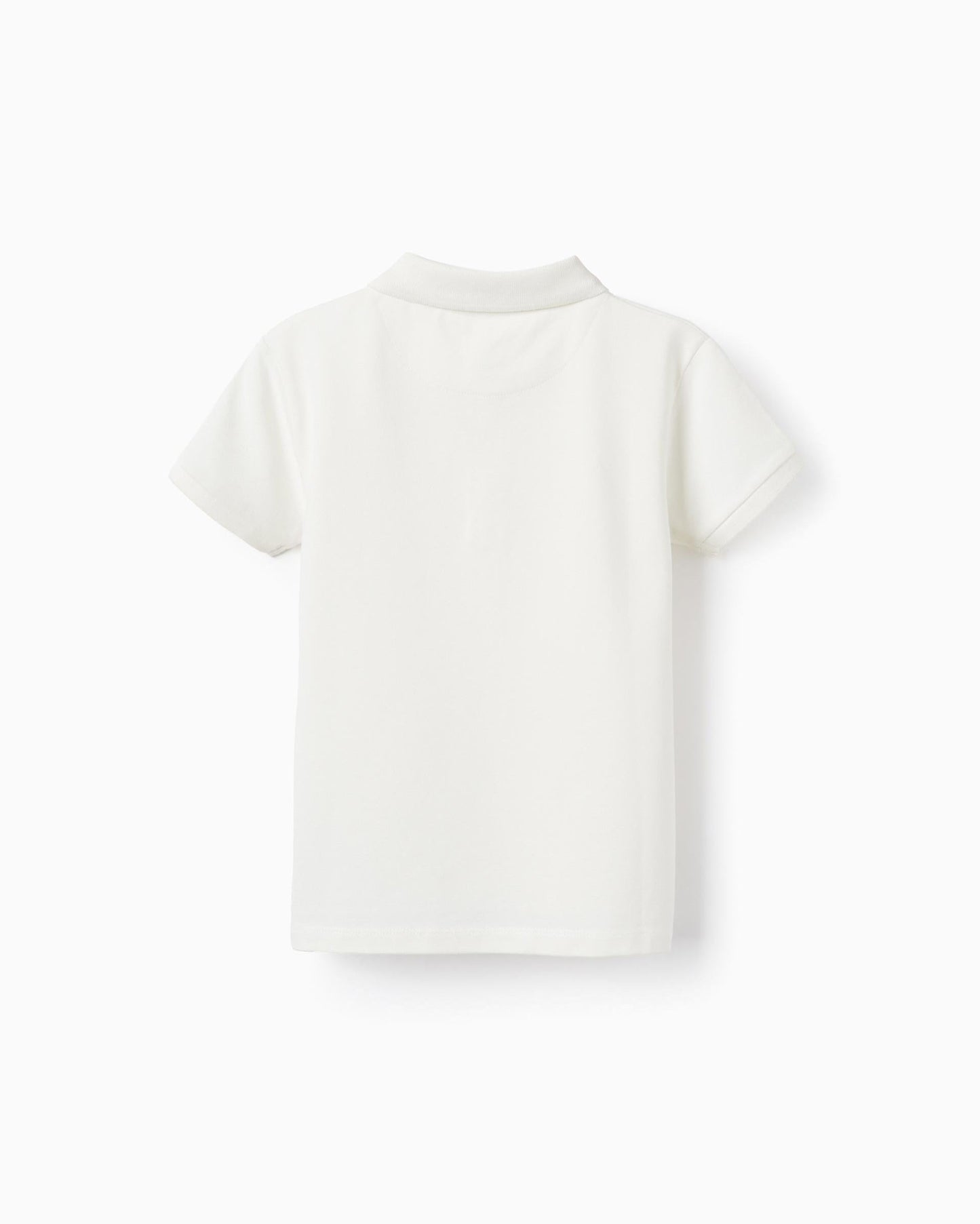 Short Sleeve Polo in Cotton Piqué for Boys, White