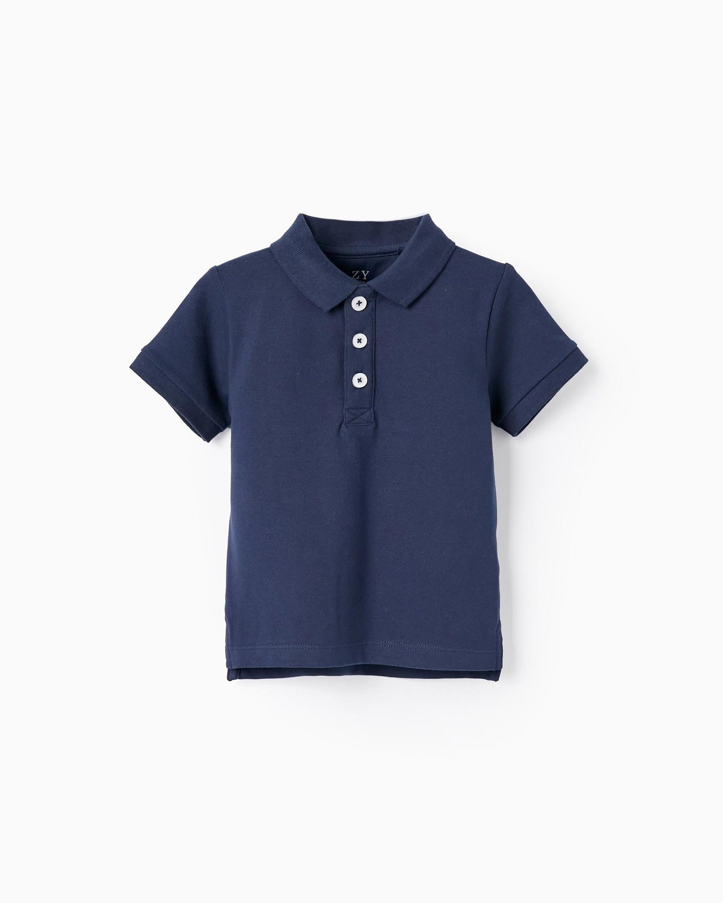 Short Sleeve Cotton Piqué Polo for Baby Boys, Dark Blue