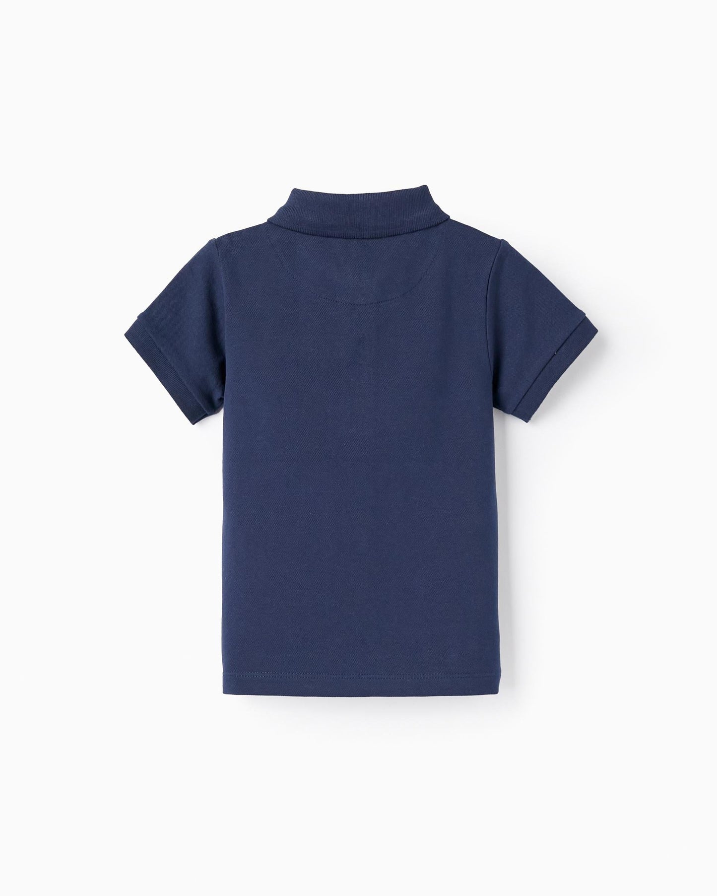 Short Sleeve Cotton Piqué Polo for Baby Boys, Dark Blue