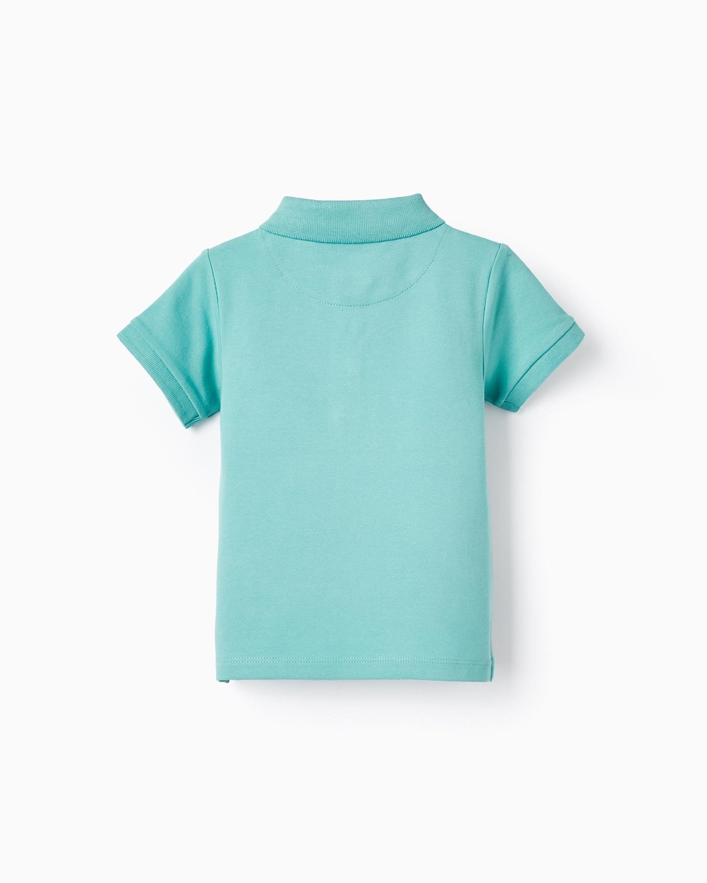 Short Sleeve Cotton Piqué Polo for Baby Boys, Turquoise